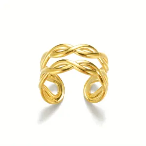 Men's Stainless Steel Double Layer Twisted Adjustable Opening Ring