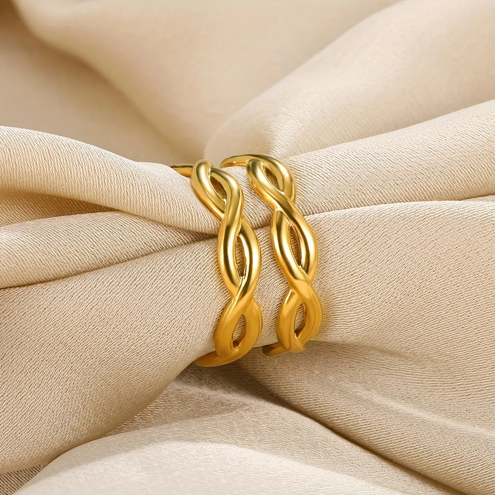 Men's Stainless Steel Double Layer Twisted Adjustable Opening Ring