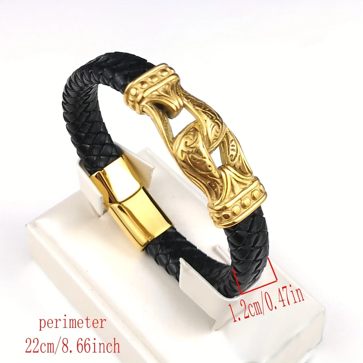 Men's Street Braided Titanium Steel Leather Bracelet
