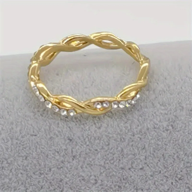 Men's Wave Pattern Zircon Inlaid Twist Vine Ring Size 5-10