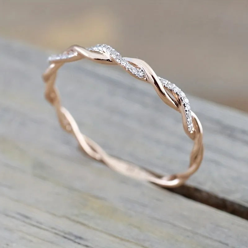 Men's Wave Pattern Zircon Inlaid Twist Vine Ring Size 5-10