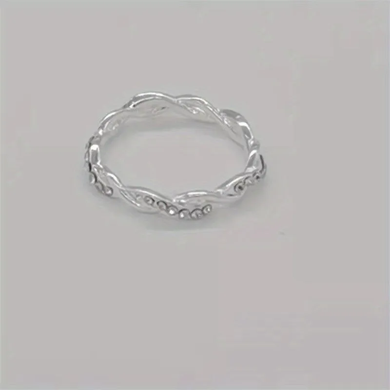 Men's Wave Pattern Zircon Inlaid Twist Vine Ring Size 5-10