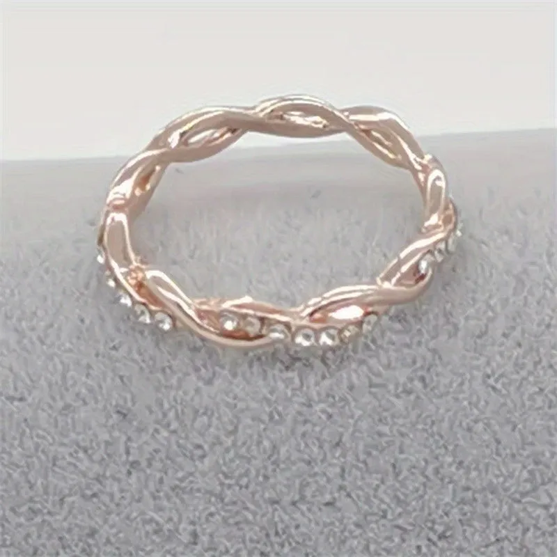 Men's Wave Pattern Zircon Inlaid Twist Vine Ring Size 5-10