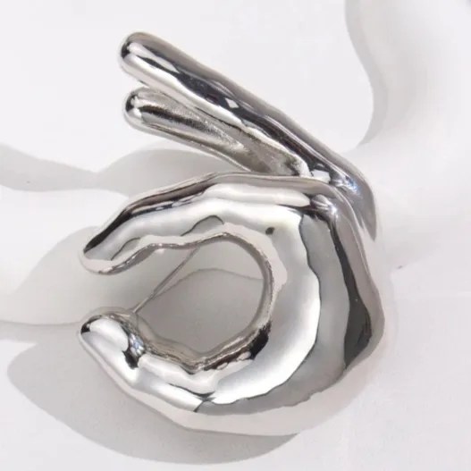 Metal Pinching Hand Brooches