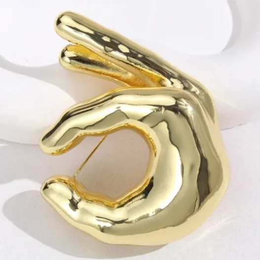 Metal Pinching Hand Brooches