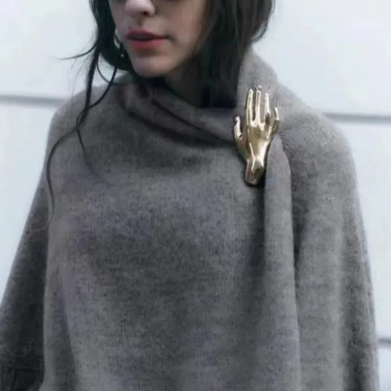 Metallic Hands Brooches - Gold or Silver