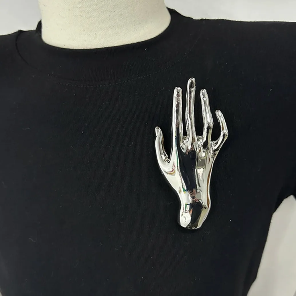 Metallic Hands Brooches - Gold or Silver