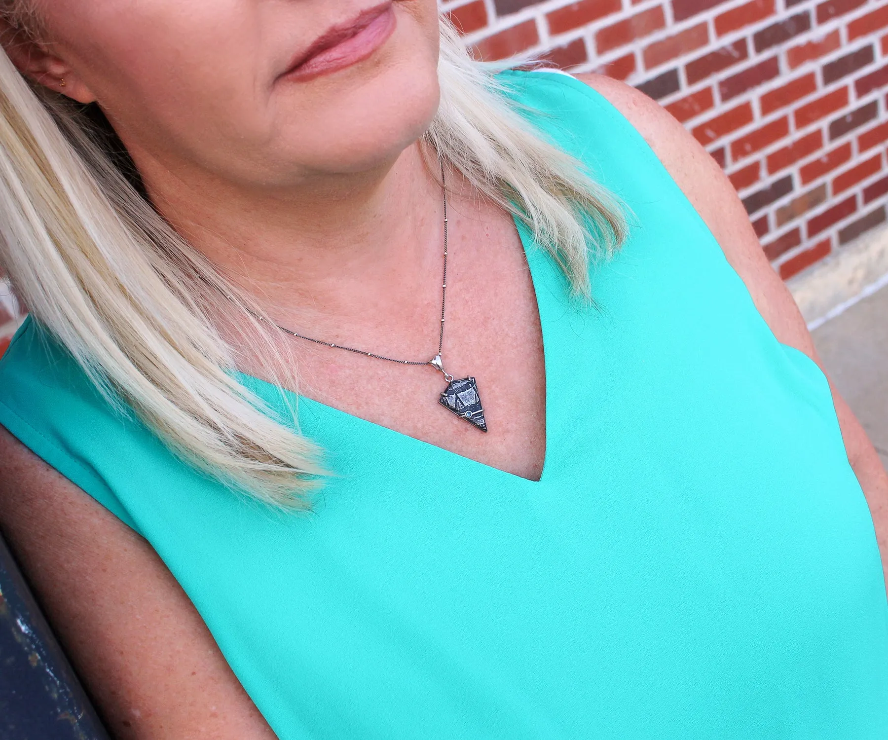 Meteorite Angular Blue Topaz Necklace