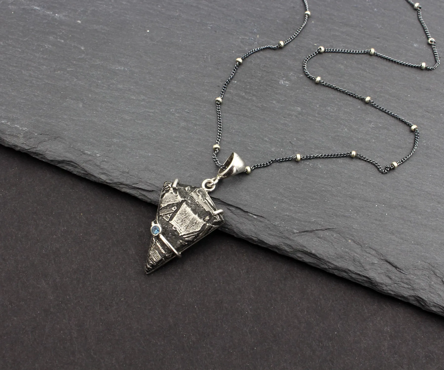 Meteorite Angular Blue Topaz Necklace