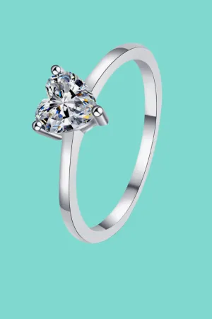 Mid-Century Inspired Heart Solitaire Ring - Sterling Silver