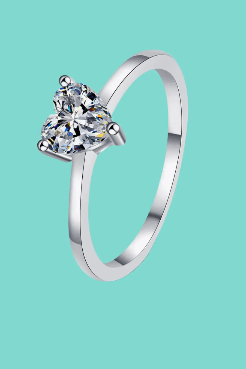 Mid-Century Inspired Heart Solitaire Ring - Sterling Silver
