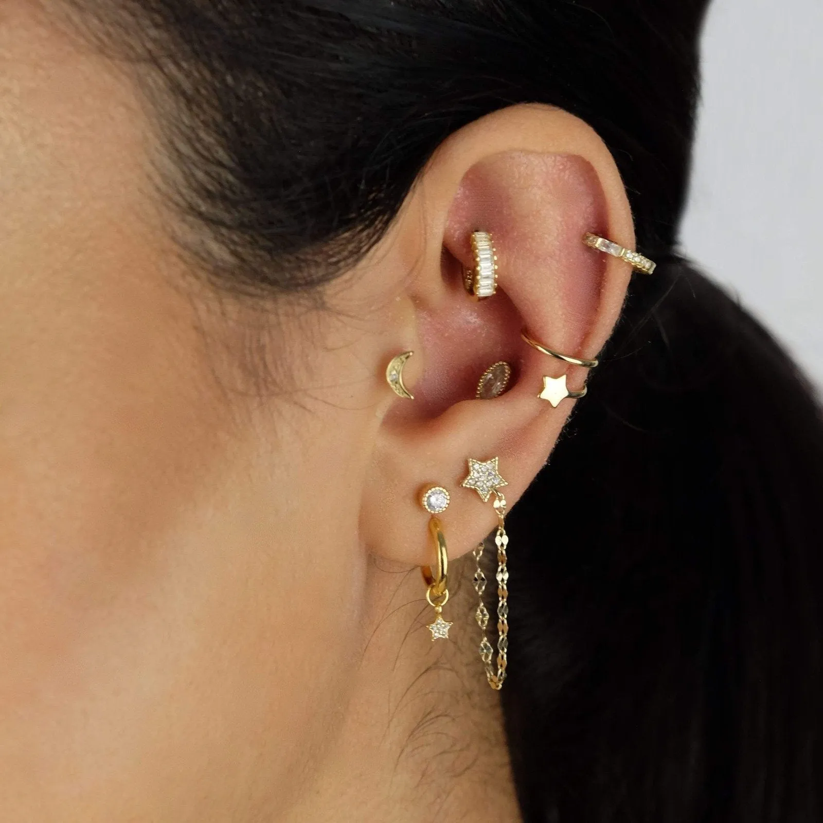 Mini Moon Stud Earring