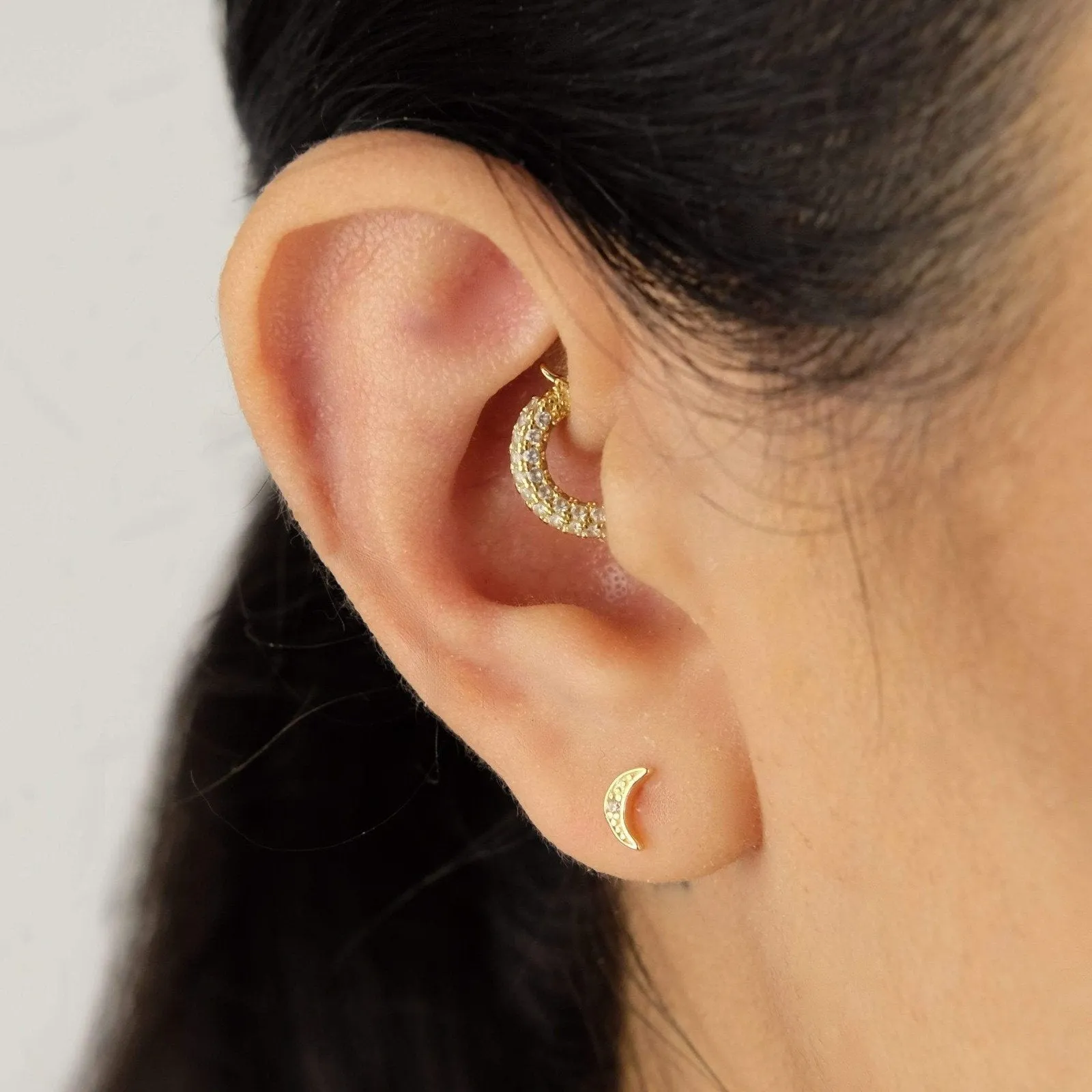 Mini Moon Stud Earring