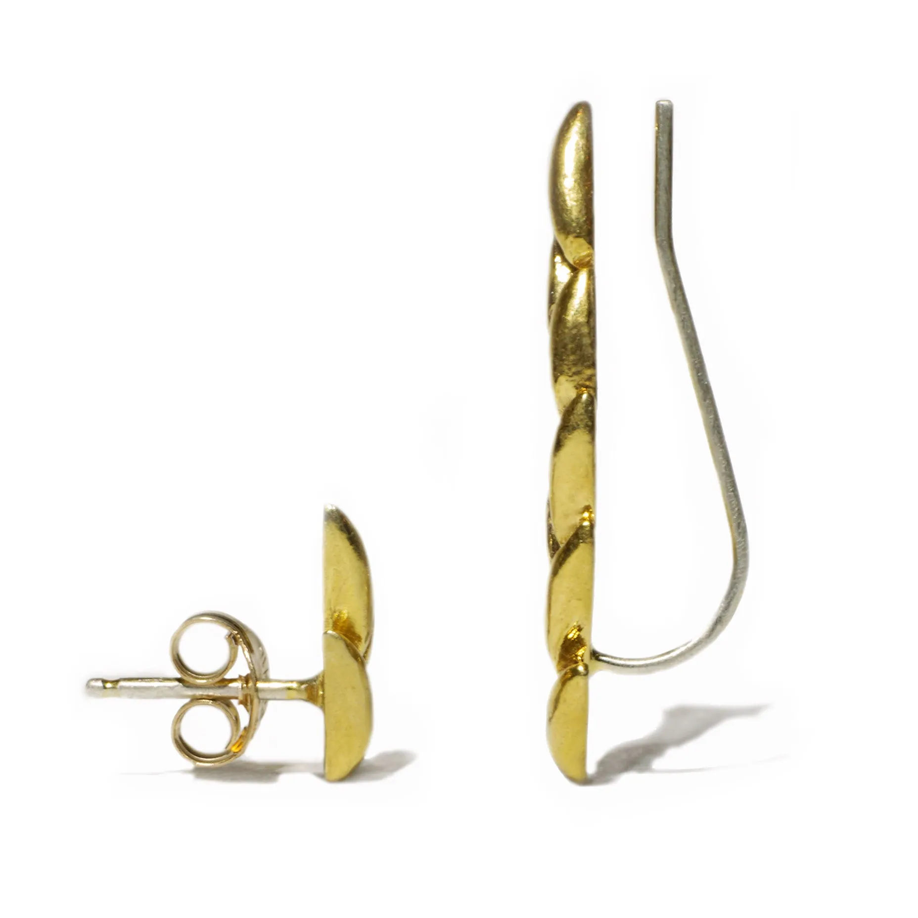 Mismatch Seed Climber Earrings in 18K Gold Plate