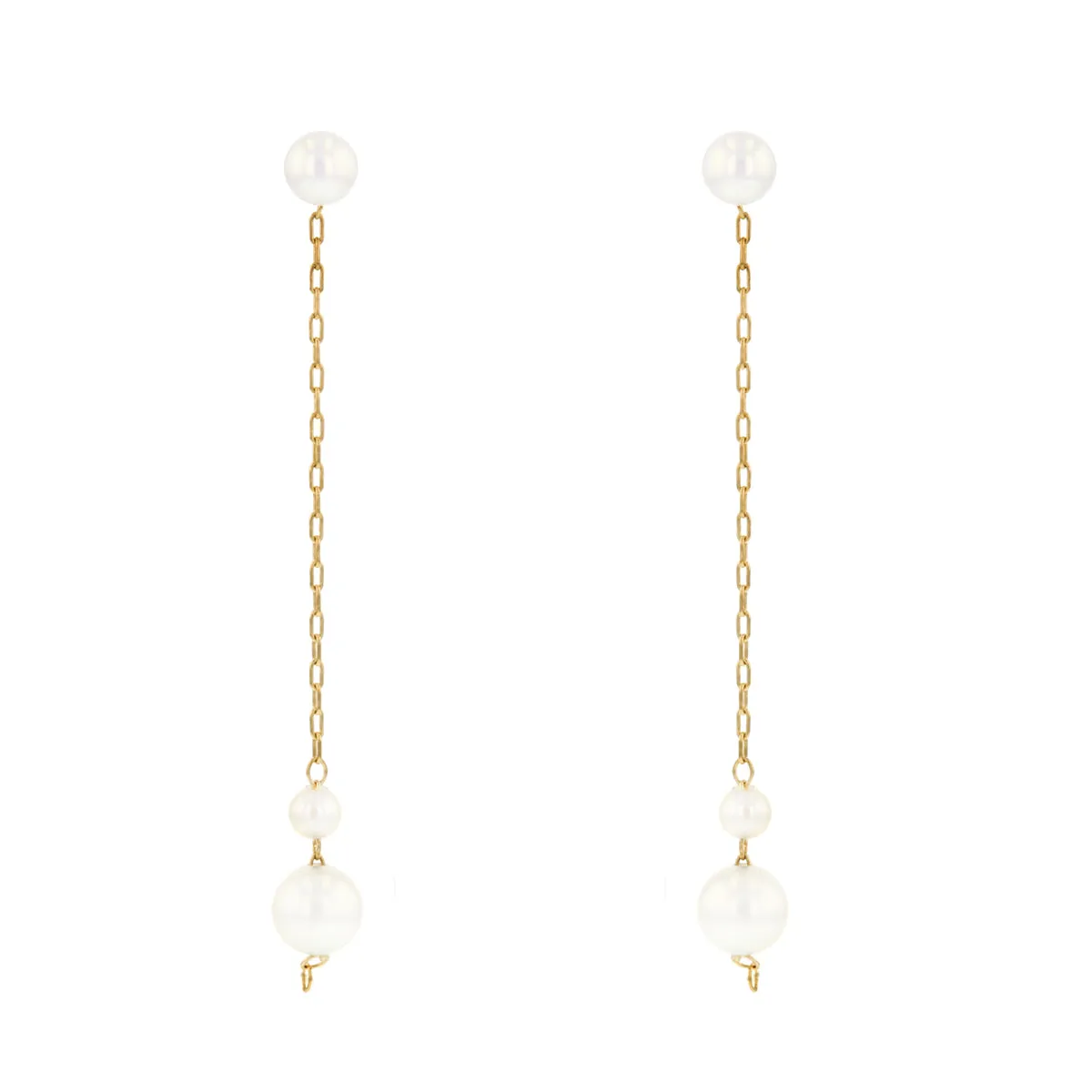 Mizuki Sea of Beauty Collection Freshwater Pearl Stud Earring With Kissing Akoya Pearl Drop | 14K Yellow Gold