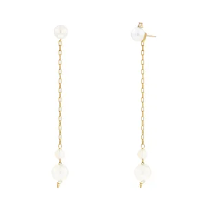 Mizuki Sea of Beauty Collection Freshwater Pearl Stud Earring With Kissing Akoya Pearl Drop | 14K Yellow Gold