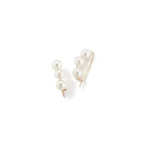 Mizuki Sea of Beauty Collection Medium Akoya  Safety Pin Earrings | 14K Yellow Gold