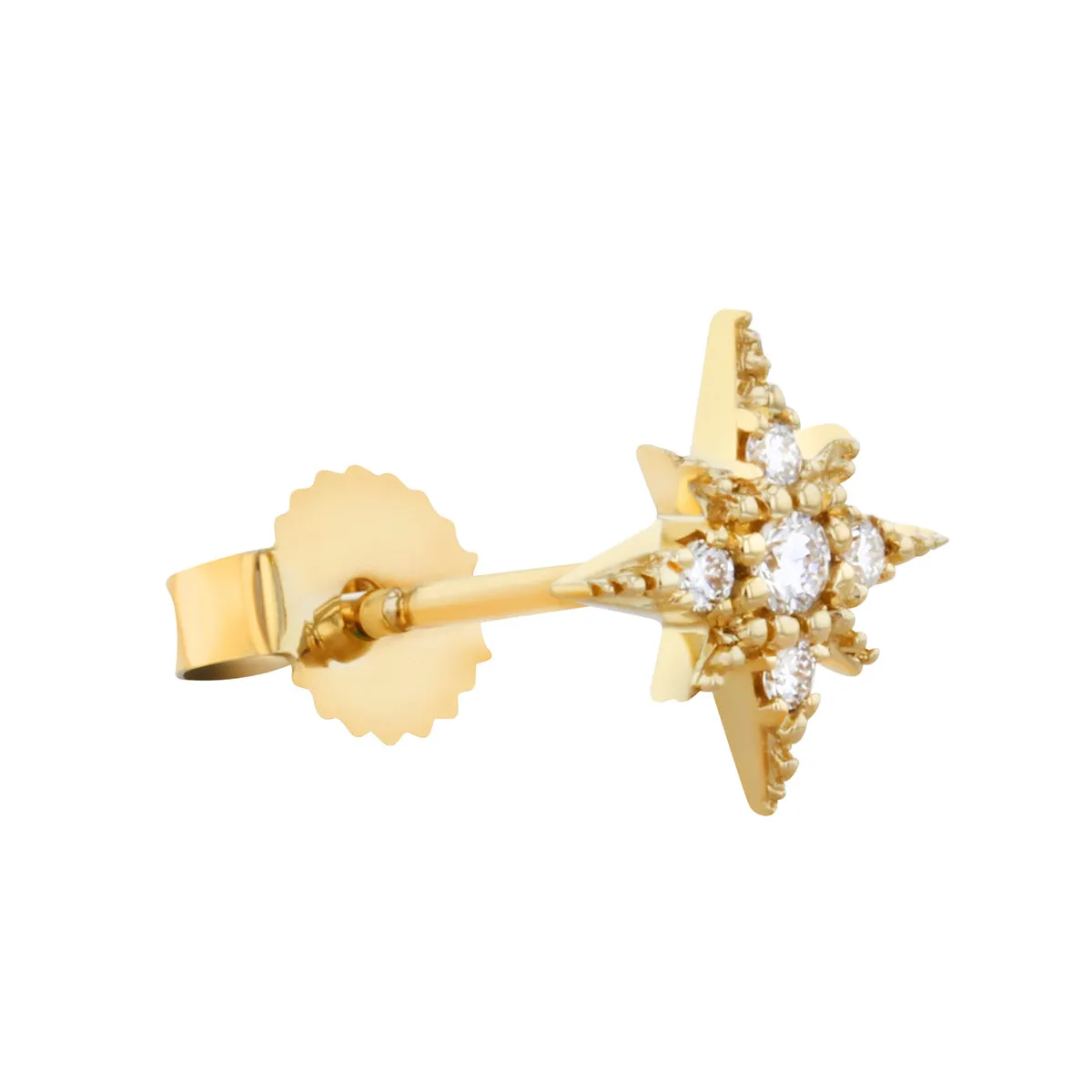 Mizuki Sea of Beauty Collection Small Diamond Star Stud Earrings | 14K Yellow Gold