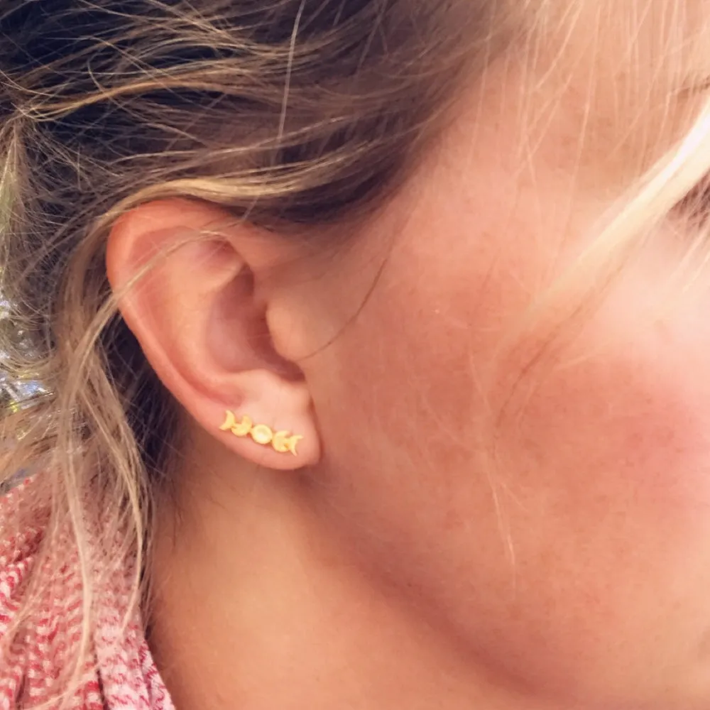 Moon Phase Ear Climbers by Christine Street
