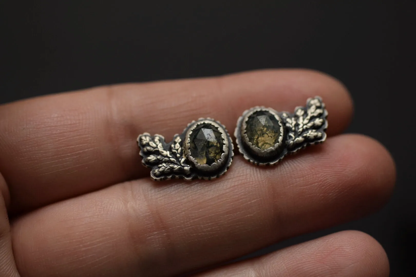 Moss Agate Stud Climbers #1