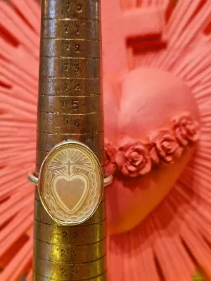Mother of pearl sacred heart ring