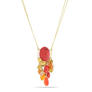 MULTI COLOR BEADS FLOWER DROP NECKLACES #205CR1101 (3C1)