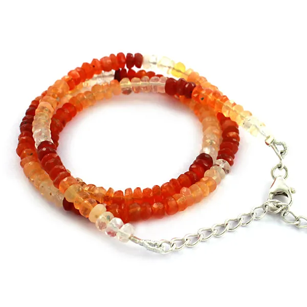 Multi Color Moonstone Beads Solid Silver Necklace!