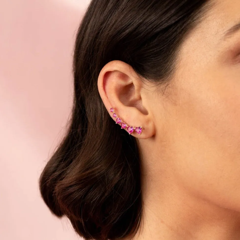 Multi CZ Heart Ear Climber
