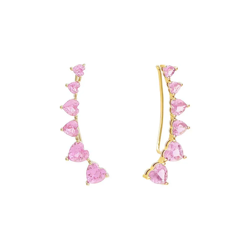 Multi CZ Heart Ear Climber