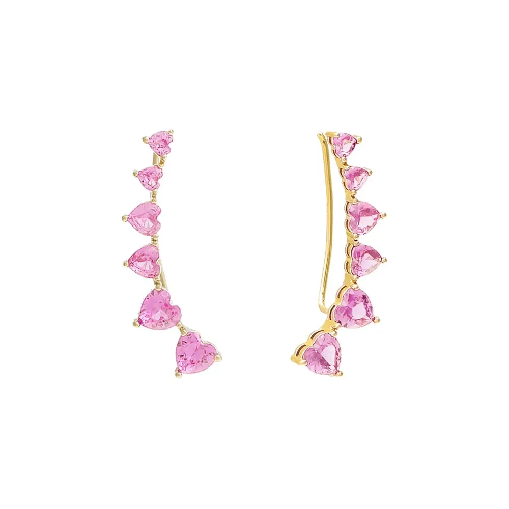 Multi CZ Heart Ear Climber