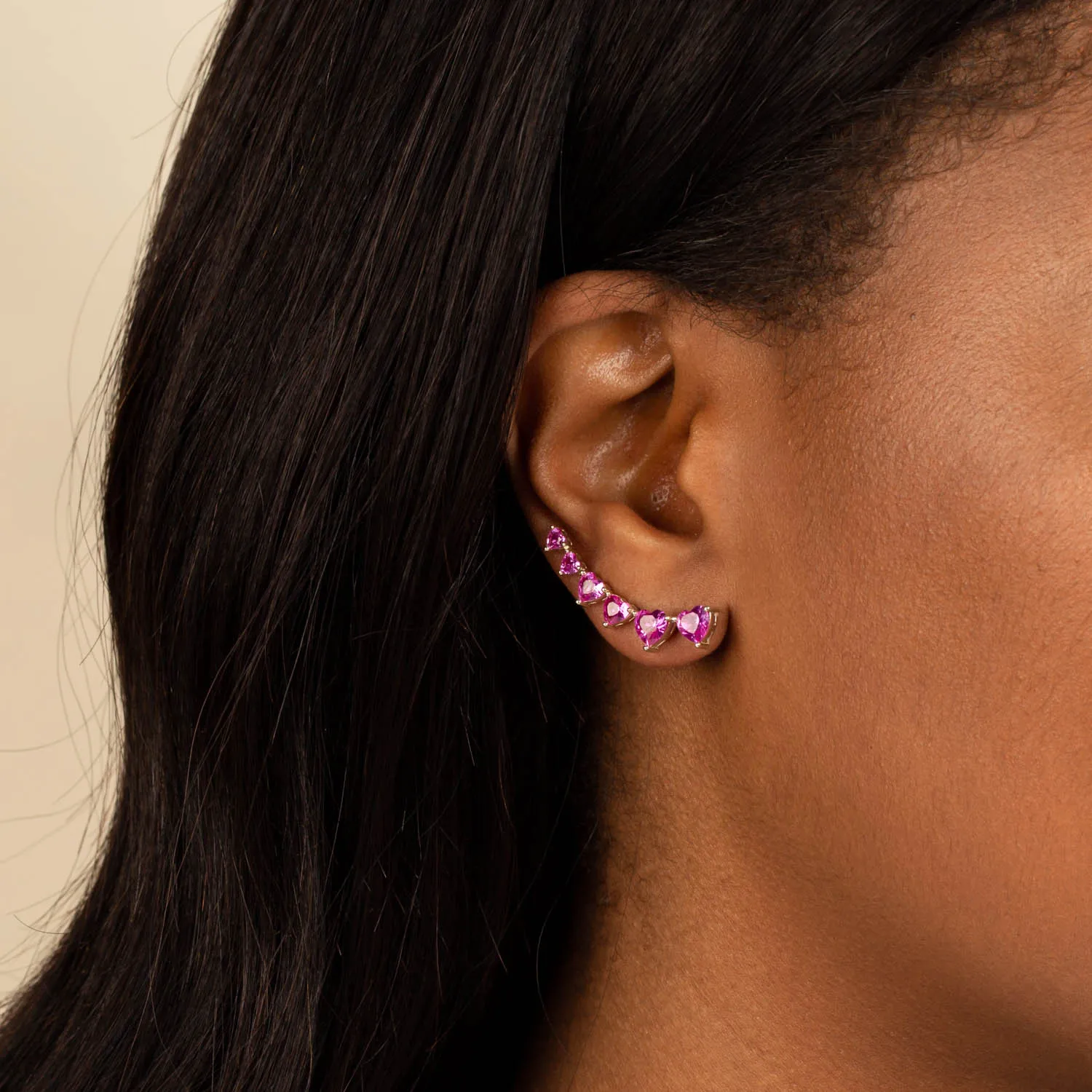 Multi CZ Heart Ear Climber