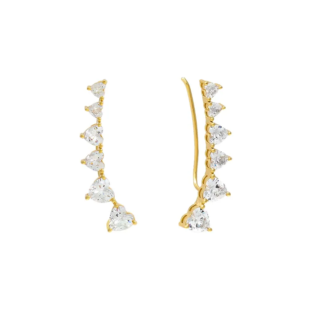 Multi CZ Heart Ear Climber