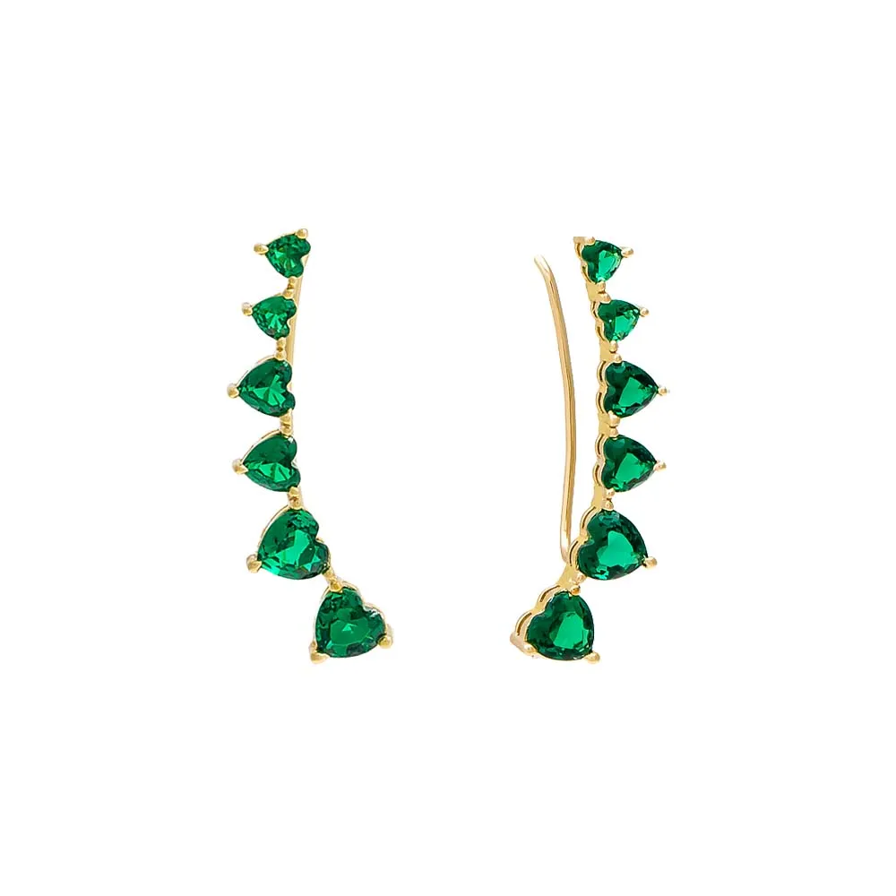 Multi CZ Heart Ear Climber
