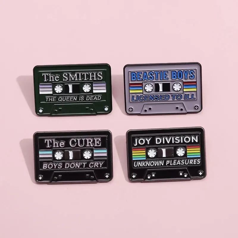 Music Tape Card Enamel Pins Custom Retro Tapes CD Badges Brooches Pleasures Punk Jewelry Metal Gifts To Music Students Wholesale