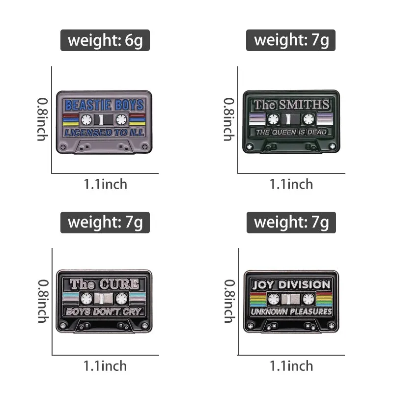 Music Tape Card Enamel Pins Custom Retro Tapes CD Badges Brooches Pleasures Punk Jewelry Metal Gifts To Music Students Wholesale