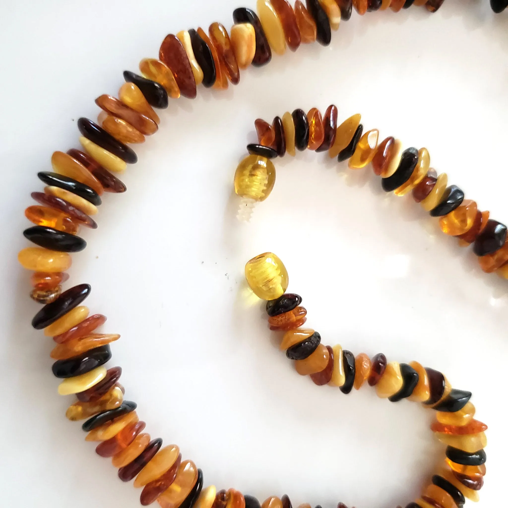 Natural Amber Multicolor Chip Style Necklace