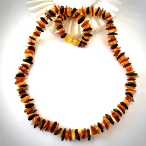 Natural Amber Multicolor Chip Style Necklace
