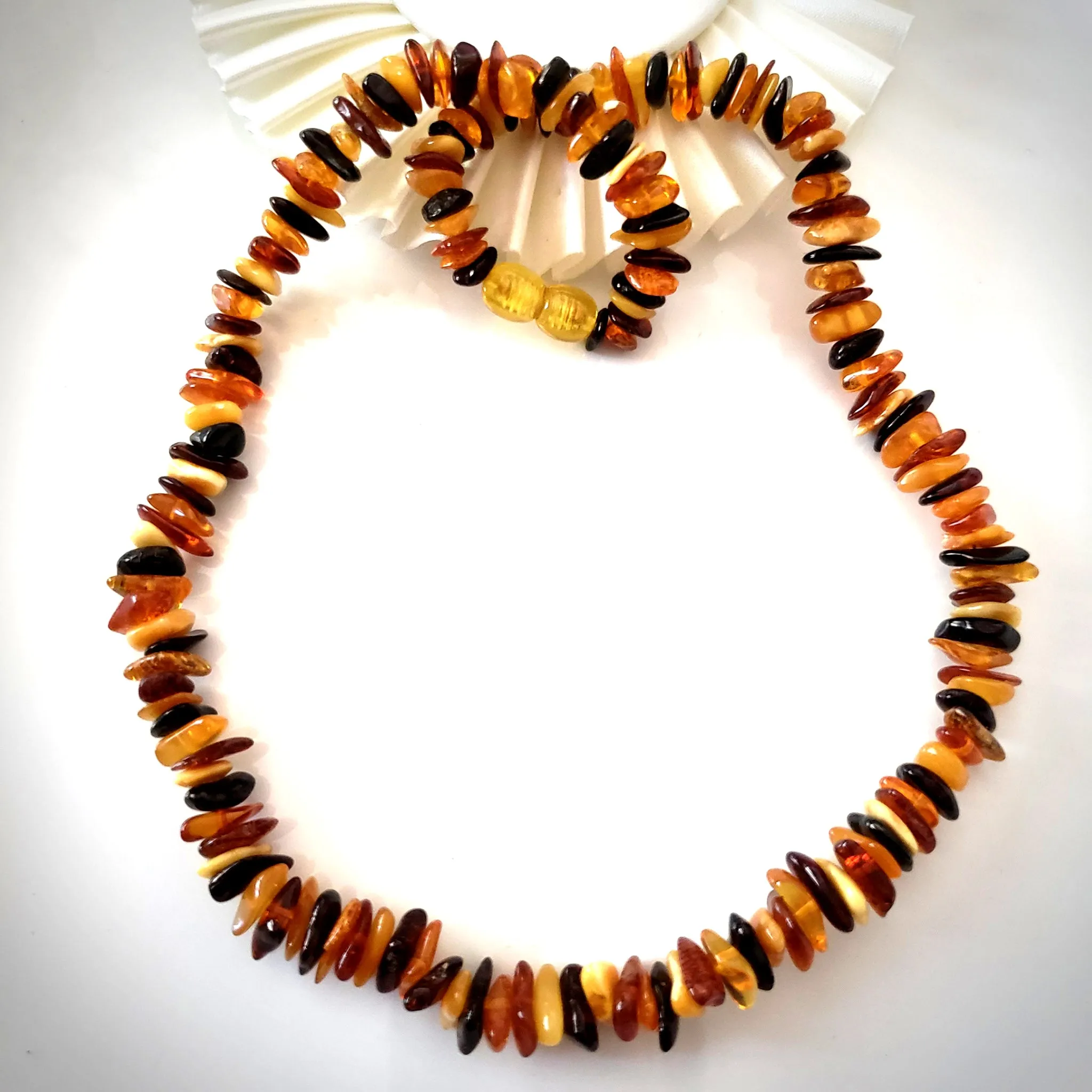 Natural Amber Multicolor Chip Style Necklace