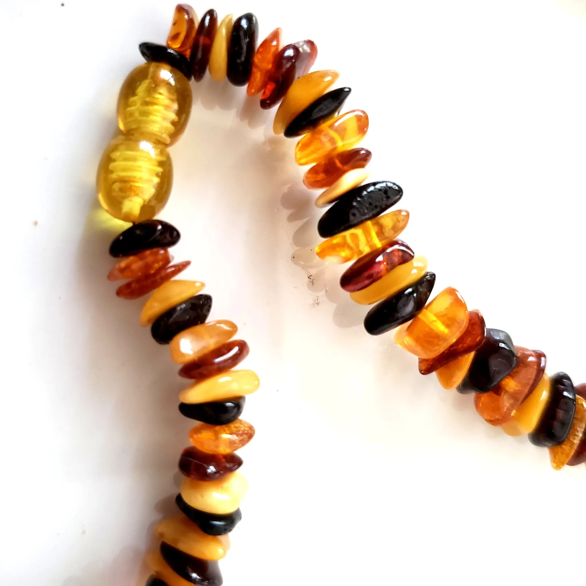 Natural Amber Multicolor Chip Style Necklace