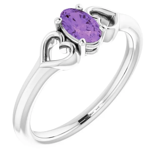 Natural Amethyst Youth Heart Ring