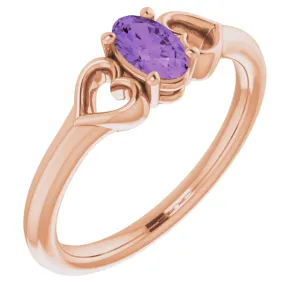 Natural Amethyst Youth Heart Ring