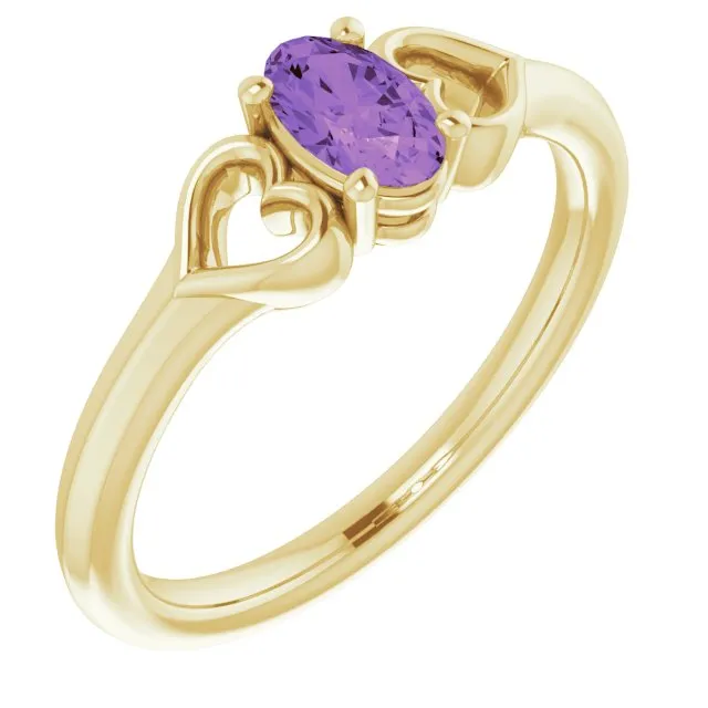 Natural Amethyst Youth Heart Ring