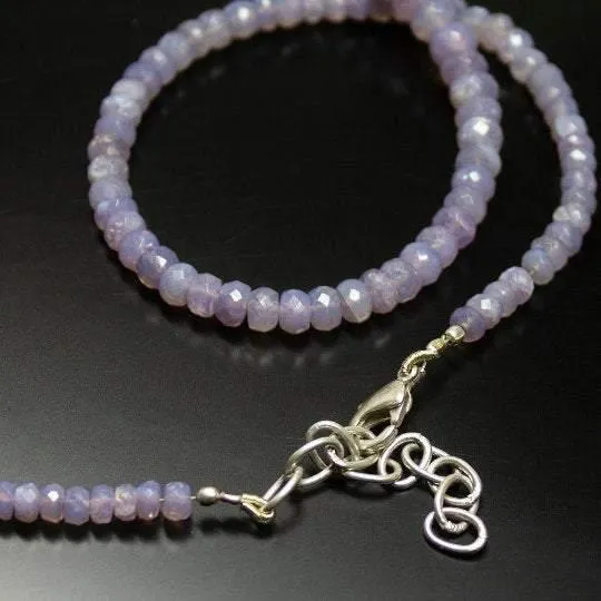 Natural Purple Scorolite Faceted Rondelle Beads Necklace 4mm 6mm 19inches