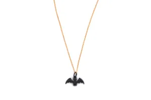necklace / silver tiny BAT charm on fine chain
