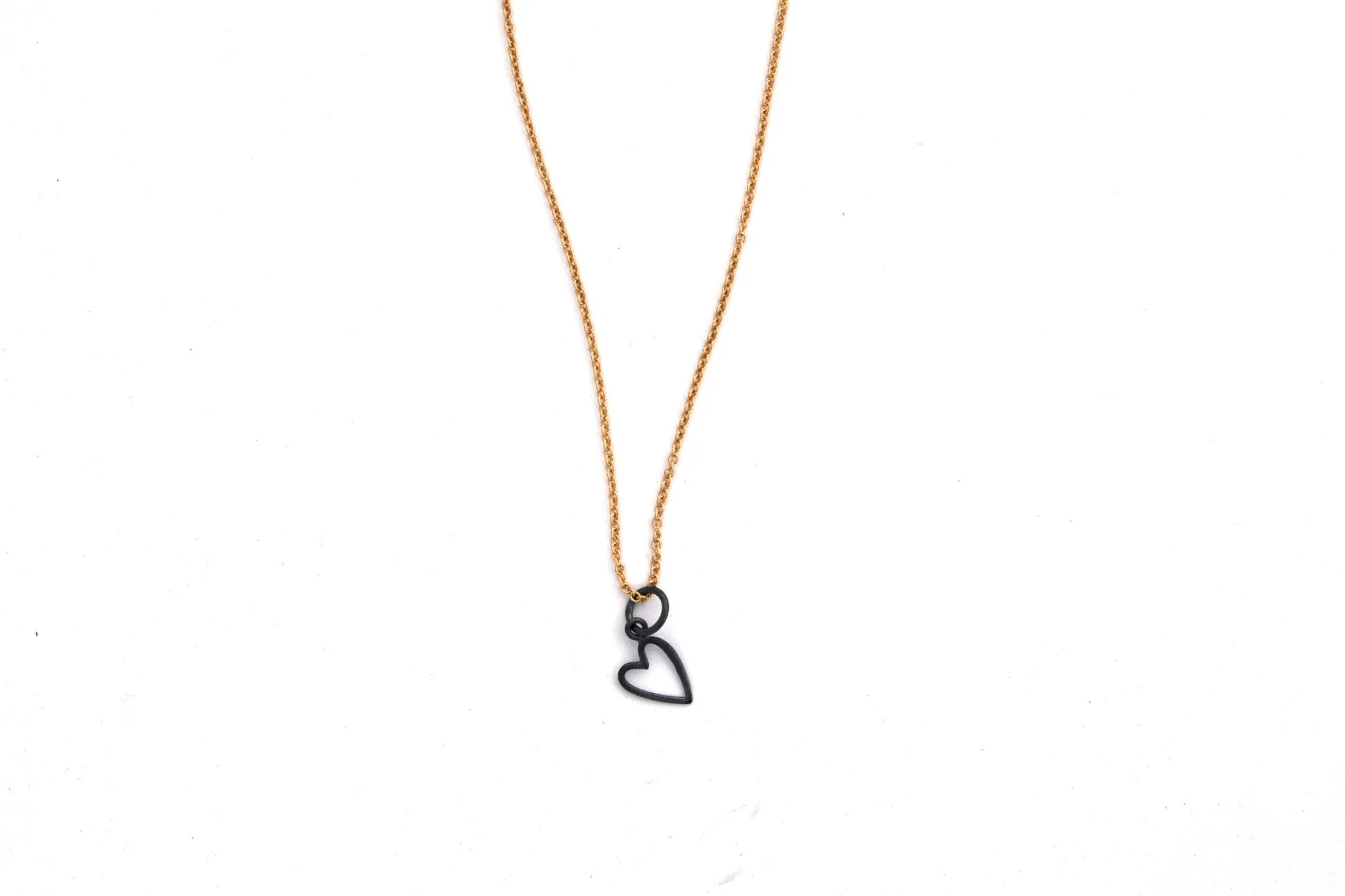 necklace / silver tiny OPEN HEART charm   gold filled fine chain