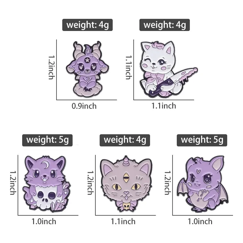 New Cartoon Enamel Pin Set Custome Punk Gothic Skeleton Ghost Boo Cute Cat Brooches Backpack Lapel Badges Jewelry Gift for Kids