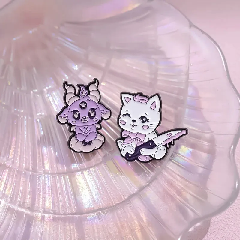 New Cartoon Enamel Pin Set Custome Punk Gothic Skeleton Ghost Boo Cute Cat Brooches Backpack Lapel Badges Jewelry Gift for Kids