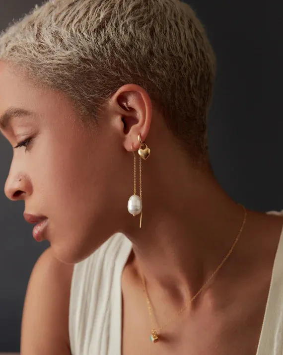 Niko Heart Huggie Hoop Earrings- Ottoman Hands
