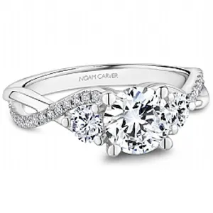 Noam Carver Twisted Shank Three Stone Diamond Engagement Ring