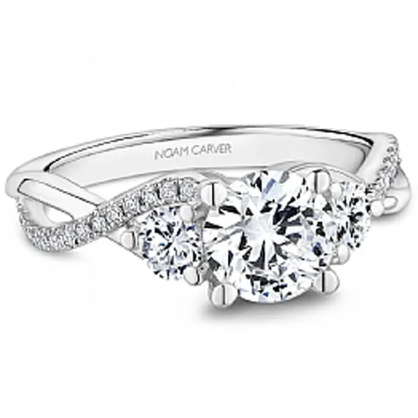 Noam Carver Twisted Shank Three Stone Diamond Engagement Ring